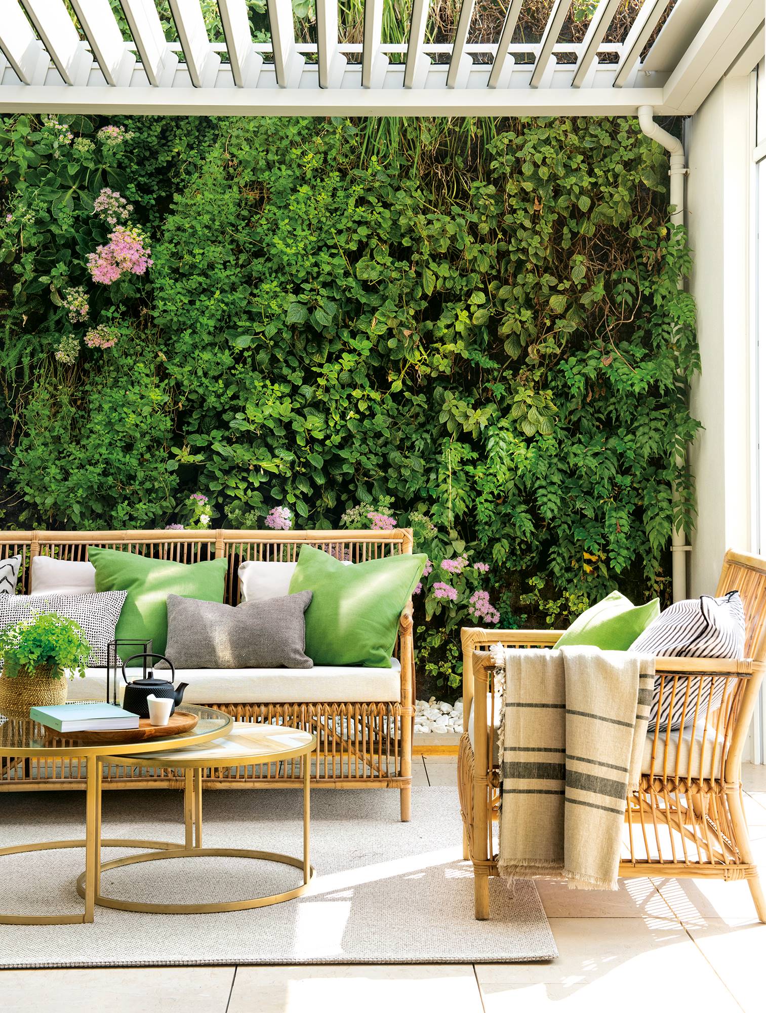 Terraza grande con jardin vertical. 