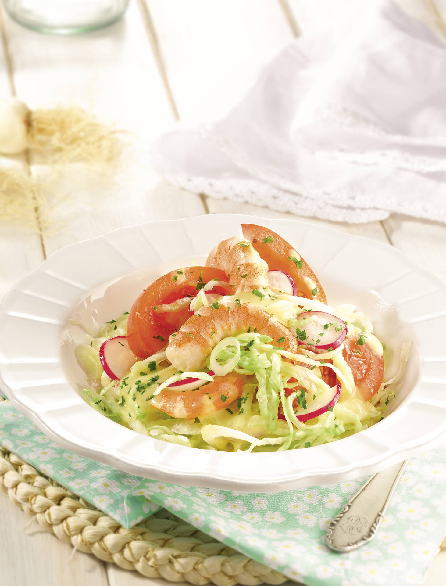 Ensalada de gambas al limón.