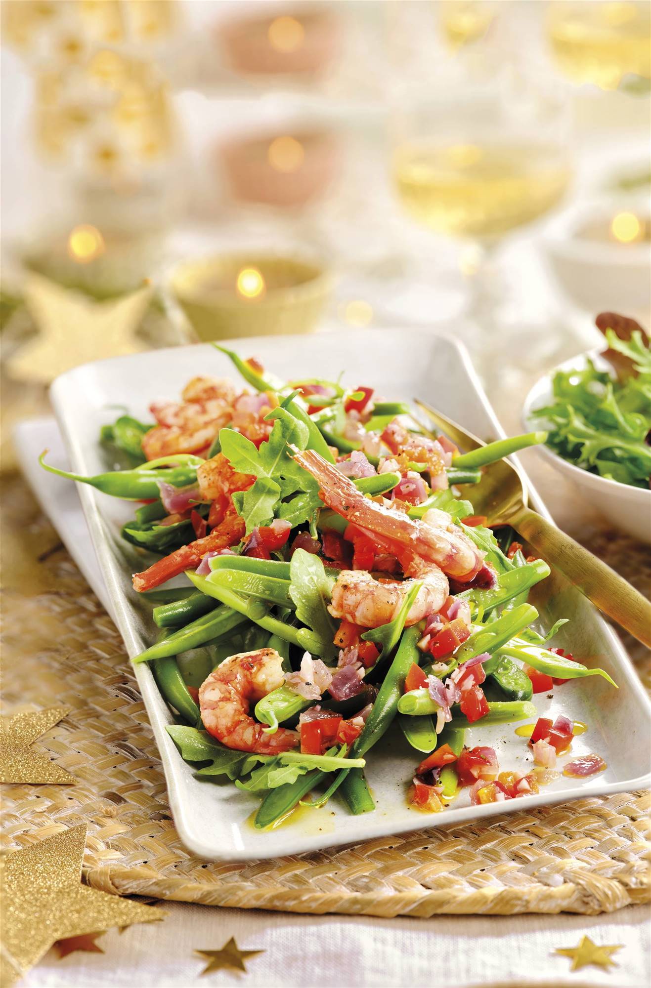 Ensalada de judi´as verdes con gambas. 