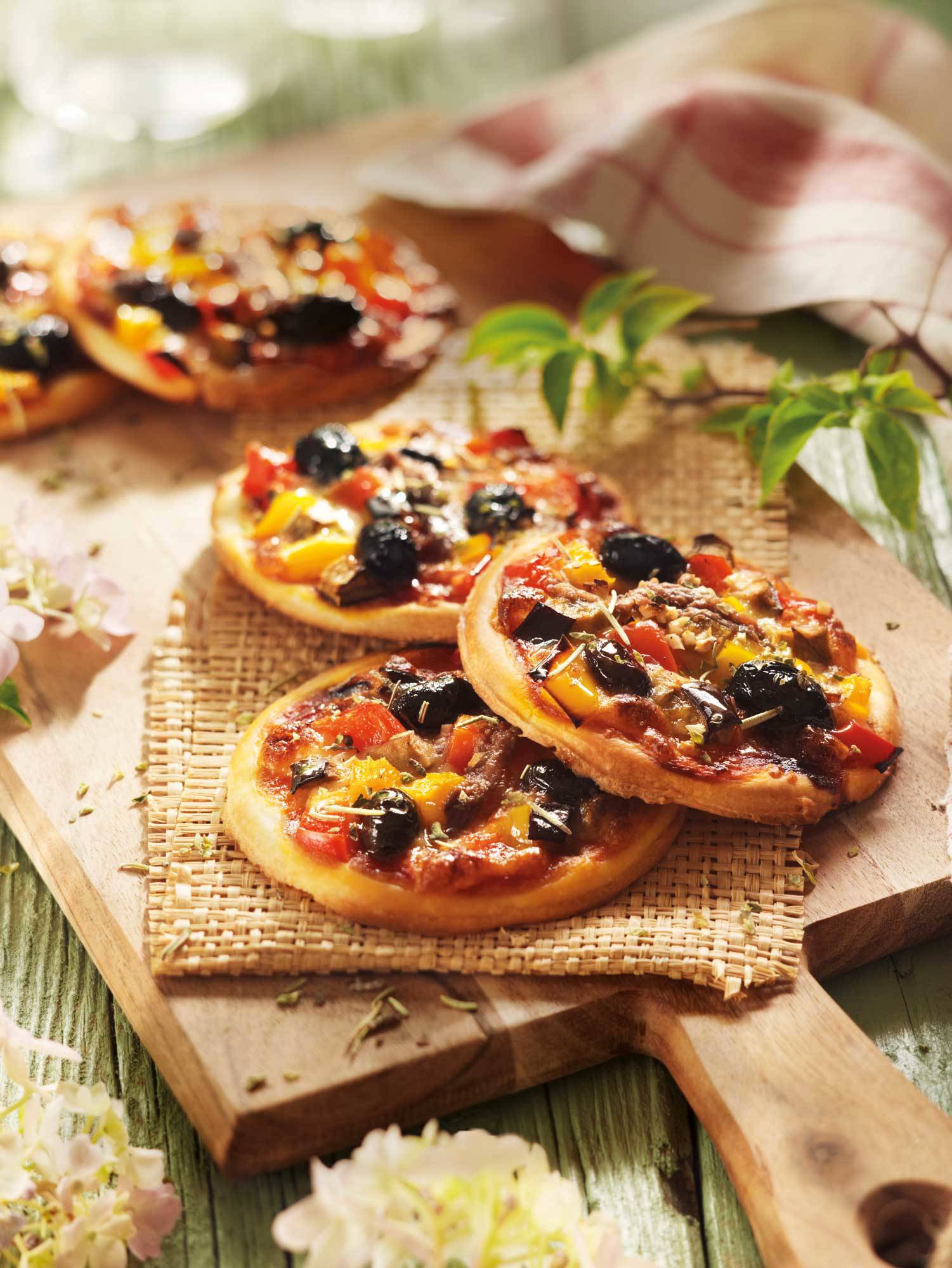 Minipizzas de verduras.