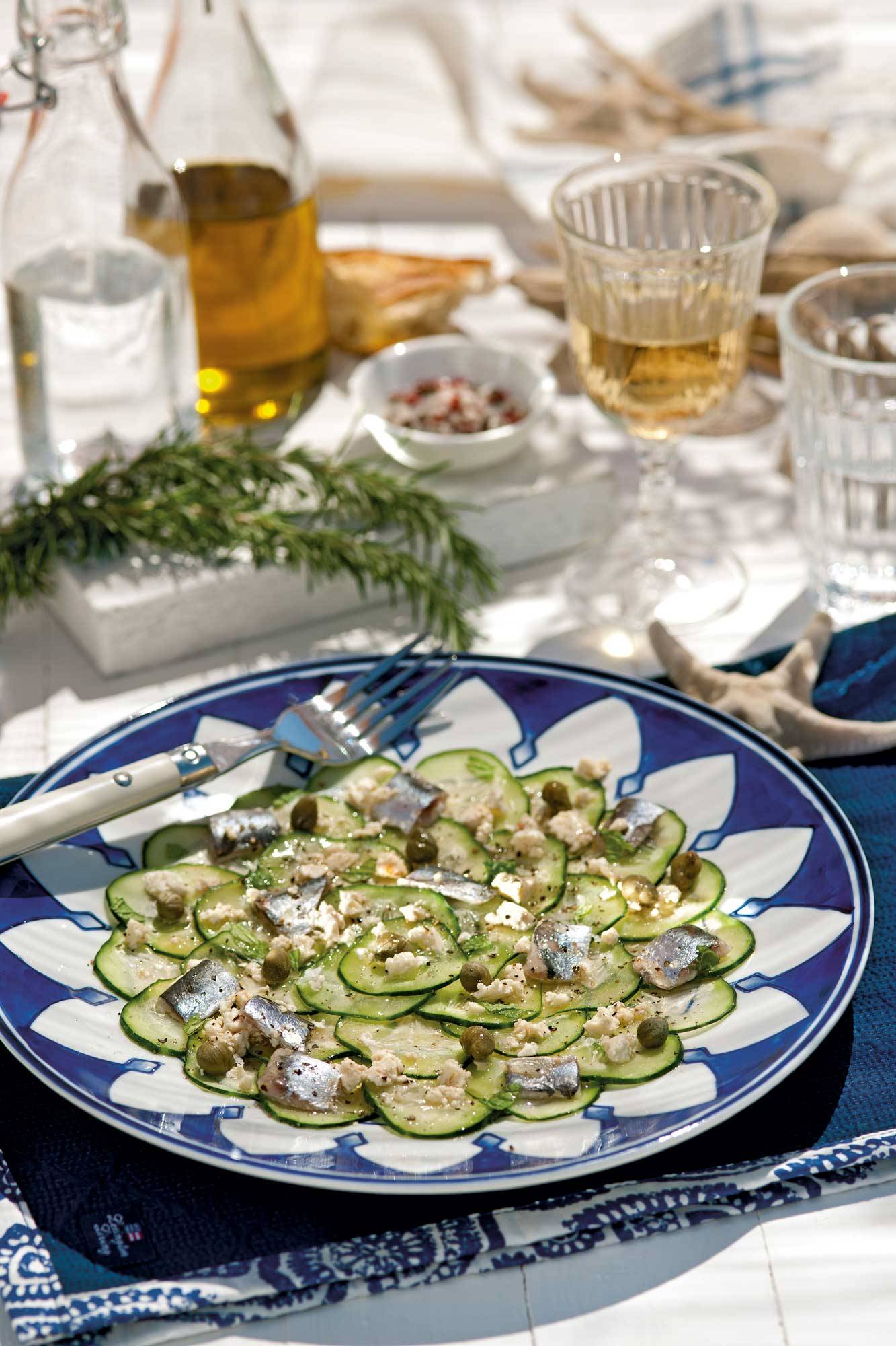 Receta saludable: carpaccio de pepino con sardinas. 