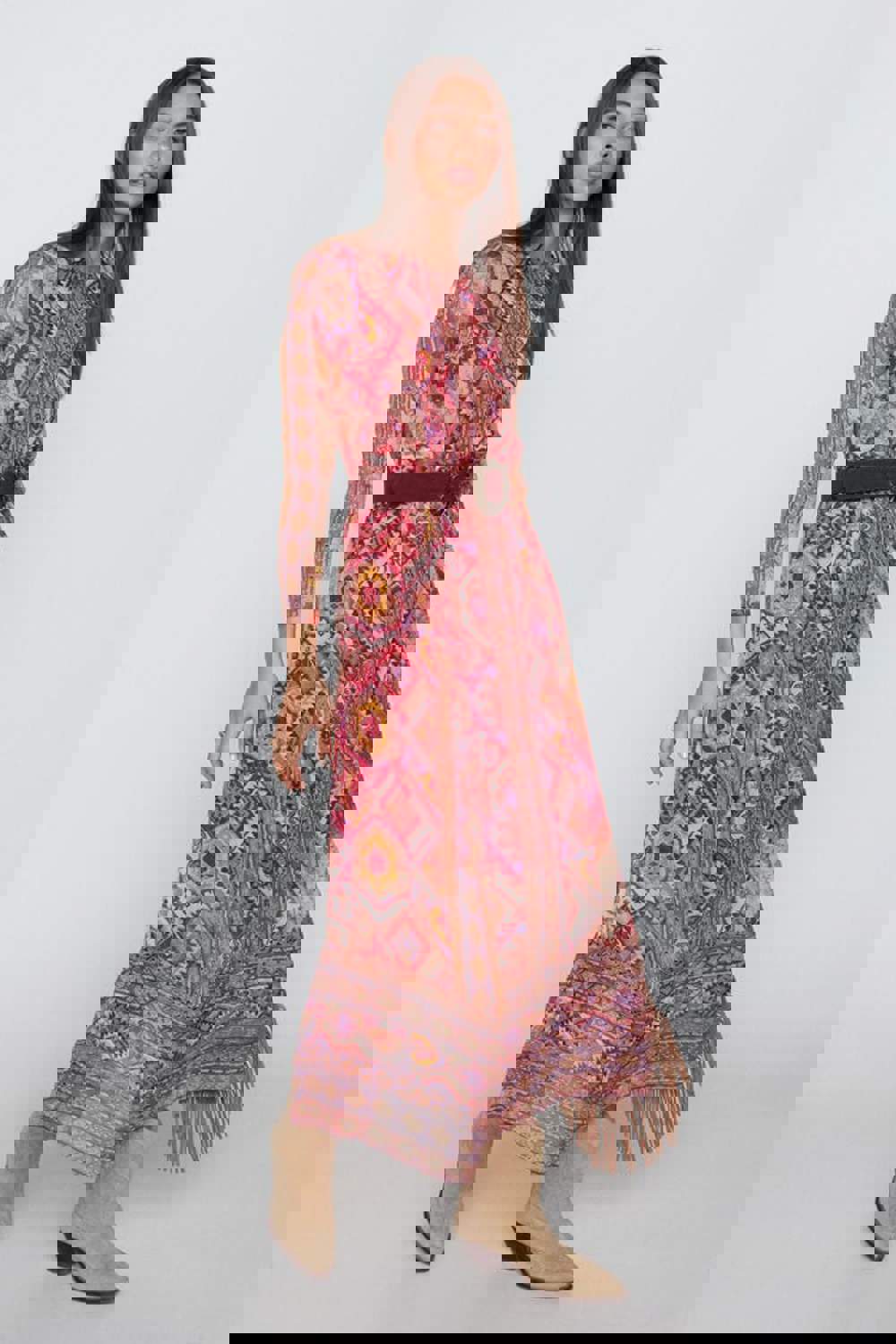 Vestido estampado midi boho Cortefiel 